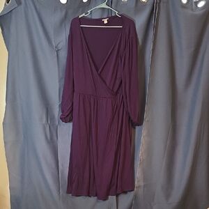 Ava & Viv Deep Purple Long Sleeve Dress